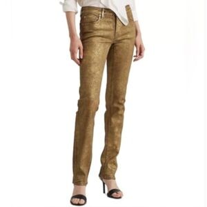 Lauren Ralph Lauren women's gold metallic high-rise skinny ankle jeans - Wmns 6